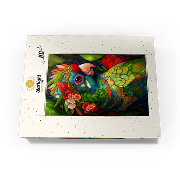 Colorful Tropical Parrot with Floral Crown 100 Jigsaw Puzzle box view3