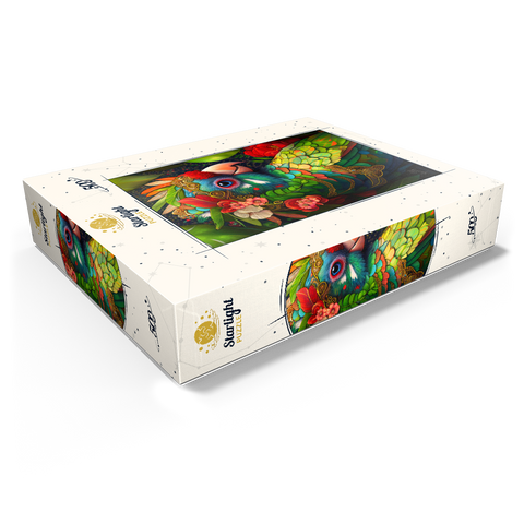 Colorful Tropical Parrot with Floral Crown 500 Jigsaw Puzzle box view1