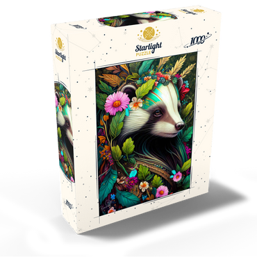 Floral Crowned Badger in Enchanted Forest 1000 Jigsaw Puzzle box view2