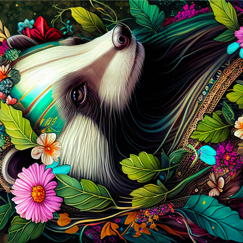 Floral Crowned Badger in Enchanted Forest 1000 Jigsaw Puzzle 3D Modell