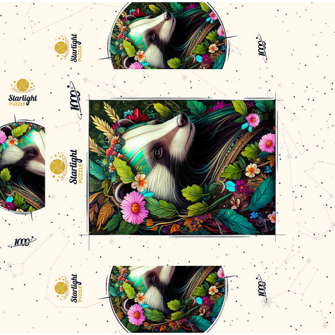 Floral Crowned Badger in Enchanted Forest 1000 Jigsaw Puzzle box 3D Modell