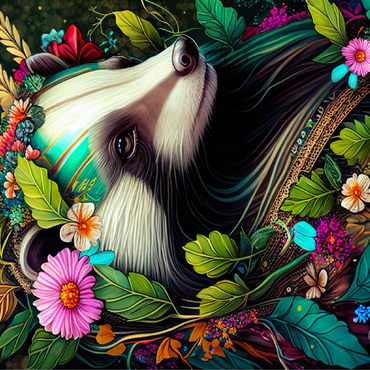 Floral Crowned Badger in Enchanted Forest 100 Jigsaw Puzzle 3D Modell