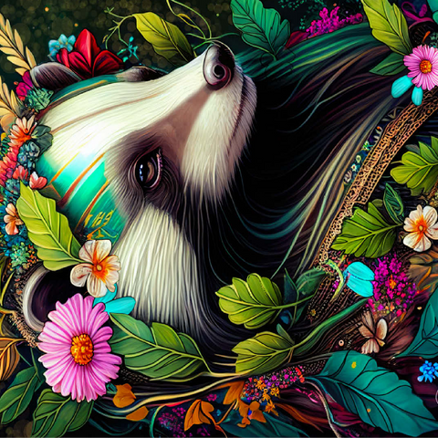 Floral Crowned Badger in Enchanted Forest 100 Jigsaw Puzzle 3D Modell