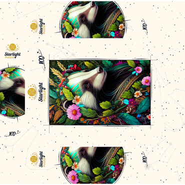 Floral Crowned Badger in Enchanted Forest 100 Jigsaw Puzzle box 3D Modell