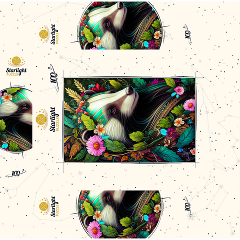 Floral Crowned Badger in Enchanted Forest 100 Jigsaw Puzzle box 3D Modell