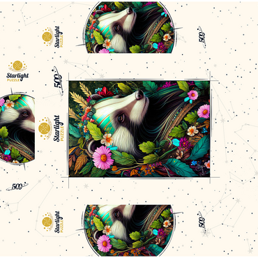 Floral Crowned Badger in Enchanted Forest 500 Jigsaw Puzzle box 3D Modell