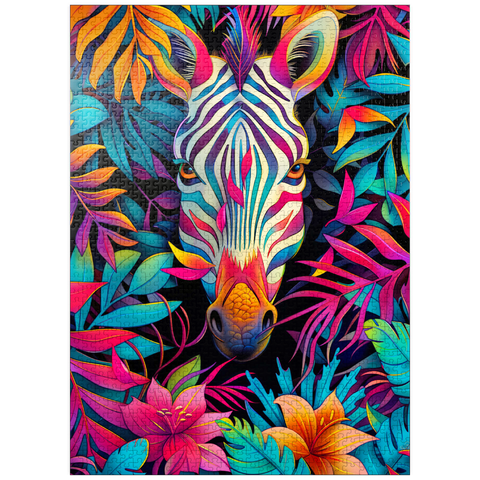 puzzleplate Vibrant Zebra in Tropical Jungle 1000 Jigsaw Puzzle