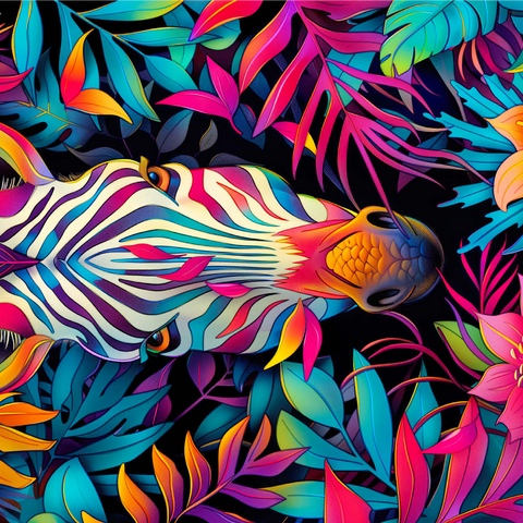 Vibrant Zebra in Tropical Jungle 1000 Jigsaw Puzzle 3D Modell