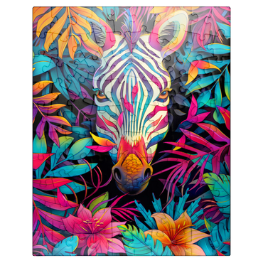 puzzleplate Vibrant Zebra in Tropical Jungle 100 Jigsaw Puzzle