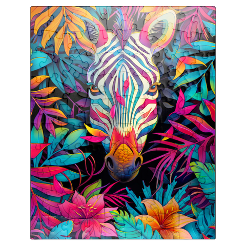 puzzleplate Vibrant Zebra in Tropical Jungle 100 Jigsaw Puzzle