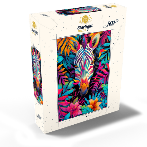 Vibrant Zebra in Tropical Jungle 500 Jigsaw Puzzle box view2