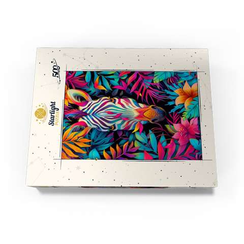 Vibrant Zebra in Tropical Jungle 500 Jigsaw Puzzle box view3