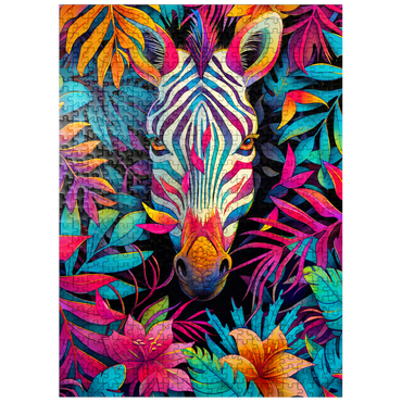 puzzleplate Vibrant Zebra in Tropical Jungle 500 Jigsaw Puzzle