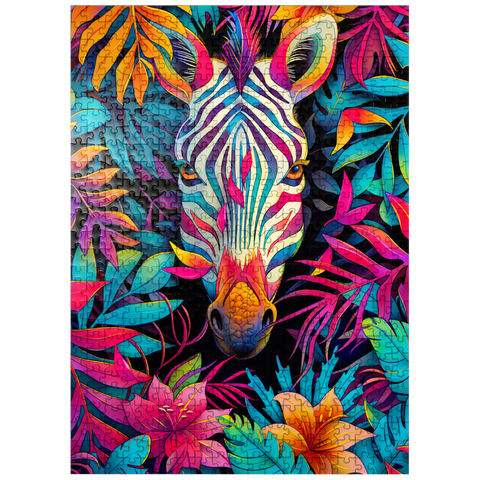 puzzleplate Vibrant Zebra in Tropical Jungle 500 Jigsaw Puzzle