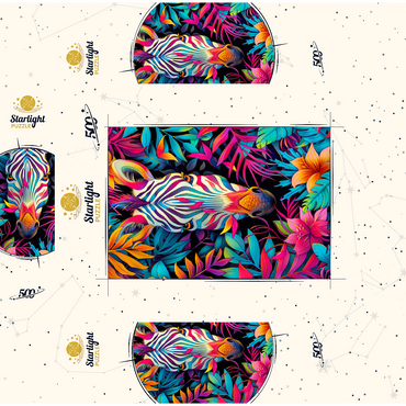 Vibrant Zebra in Tropical Jungle 500 Jigsaw Puzzle box 3D Modell