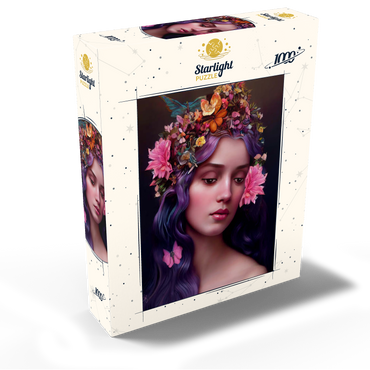 Ethereal Woman with Floral Crown and Violet Hair 1000 Jigsaw Puzzle box view2