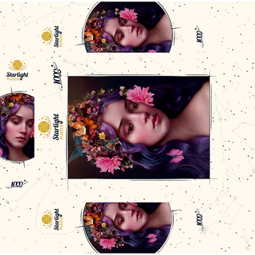 Ethereal Woman with Floral Crown and Violet Hair 1000 Jigsaw Puzzle box 3D Modell