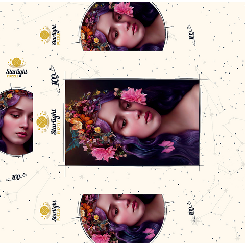 Ethereal Woman with Floral Crown and Violet Hair 100 Jigsaw Puzzle box 3D Modell