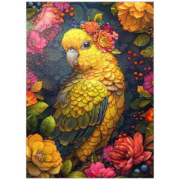 puzzleplate Golden Parrot with Tropical Blooms 1000 Jigsaw Puzzle