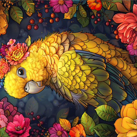 Golden Parrot with Tropical Blooms 1000 Jigsaw Puzzle 3D Modell