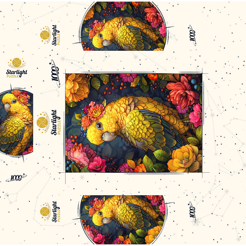 Golden Parrot with Tropical Blooms 1000 Jigsaw Puzzle box 3D Modell