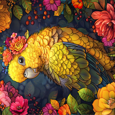 Golden Parrot with Tropical Blooms 100 Jigsaw Puzzle 3D Modell