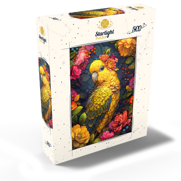 Golden Parrot with Tropical Blooms 500 Jigsaw Puzzle box view2