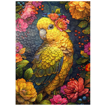 puzzleplate Golden Parrot with Tropical Blooms 500 Jigsaw Puzzle