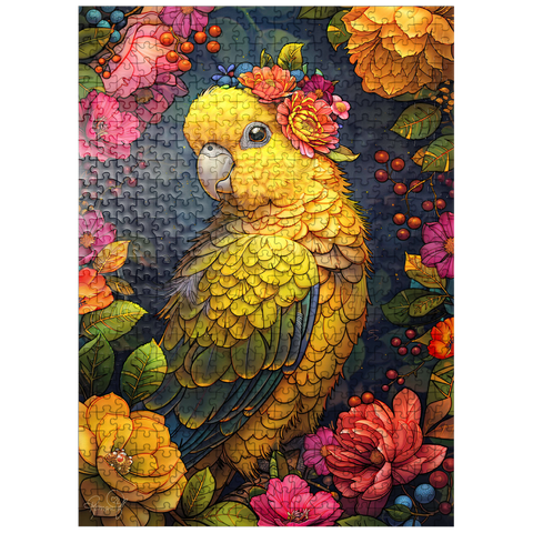 puzzleplate Golden Parrot with Tropical Blooms 500 Jigsaw Puzzle