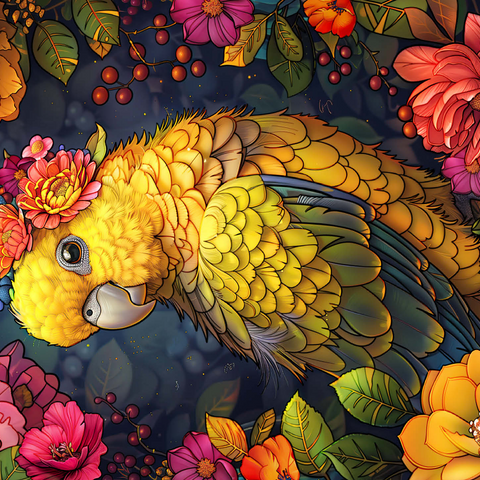 Golden Parrot with Tropical Blooms 500 Jigsaw Puzzle 3D Modell