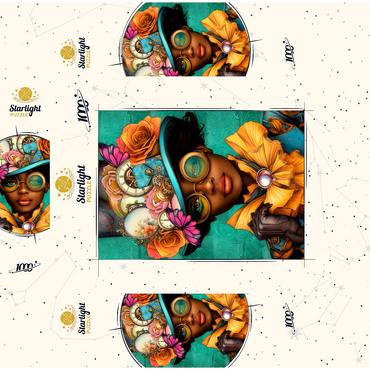 Steampunk Woman with Floral Hat and Gears 1000 Jigsaw Puzzle box 3D Modell