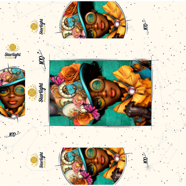 Steampunk Woman with Floral Hat and Gears 100 Jigsaw Puzzle box 3D Modell