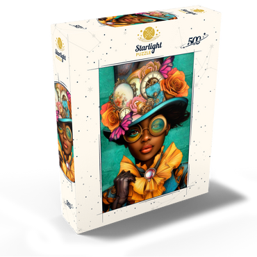 Steampunk Woman with Floral Hat and Gears 500 Jigsaw Puzzle box view2