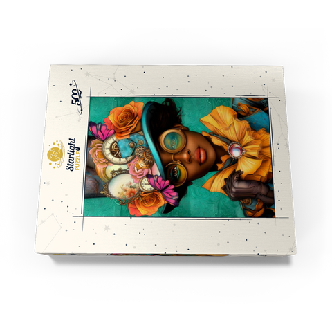 Steampunk Woman with Floral Hat and Gears 500 Jigsaw Puzzle box view3