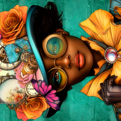 Steampunk Woman with Floral Hat and Gears 500 Jigsaw Puzzle 3D Modell