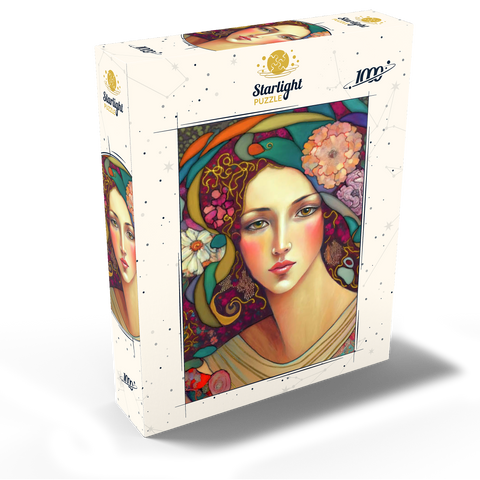 Art Nouveau Woman with Floral and Gold Accents 1000 Jigsaw Puzzle box view2