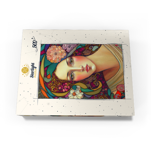 Art Nouveau Woman with Floral and Gold Accents 500 Jigsaw Puzzle box view3