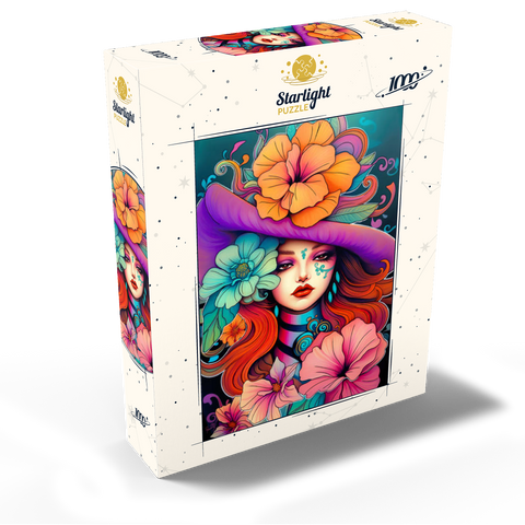 Floral Muse with Violet Hat and Fiery Hair 1000 Jigsaw Puzzle box view2