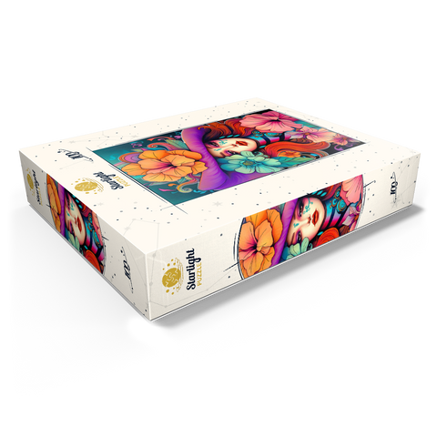 Floral Muse with Violet Hat and Fiery Hair 100 Jigsaw Puzzle box view1