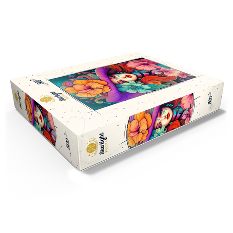 Floral Muse with Violet Hat and Fiery Hair 500 Jigsaw Puzzle box view1
