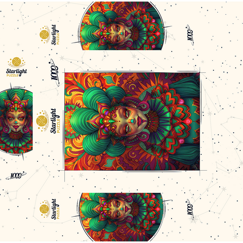 Vibrant Fantasy Woman in Ornate Cultural Attire 1000 Jigsaw Puzzle box 3D Modell