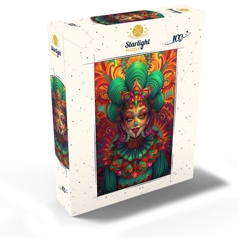 Vibrant Fantasy Woman in Ornate Cultural Attire 100 Jigsaw Puzzle box view2