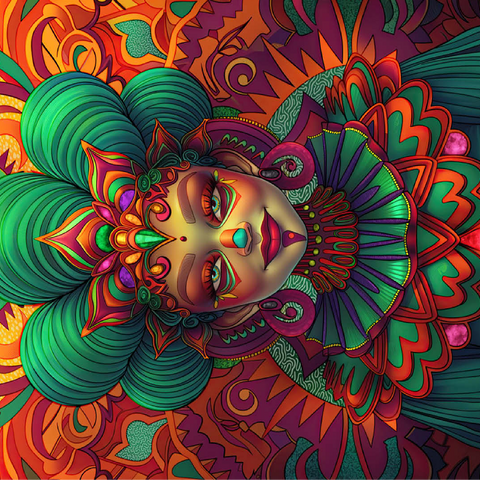 Vibrant Fantasy Woman in Ornate Cultural Attire 100 Jigsaw Puzzle 3D Modell