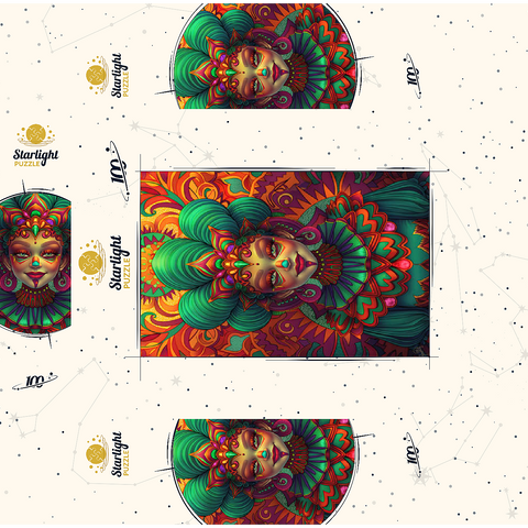 Vibrant Fantasy Woman in Ornate Cultural Attire 100 Jigsaw Puzzle box 3D Modell