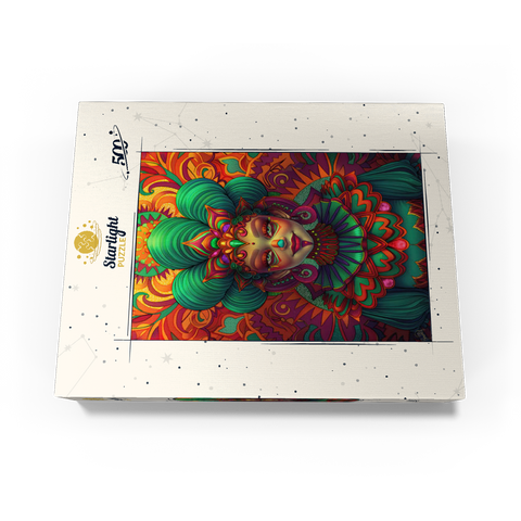 Vibrant Fantasy Woman in Ornate Cultural Attire 500 Jigsaw Puzzle box view3