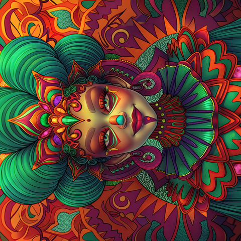 Vibrant Fantasy Woman in Ornate Cultural Attire 500 Jigsaw Puzzle 3D Modell