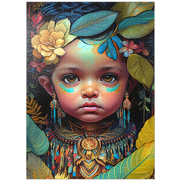 puzzleplate Ethereal Child Portrait with Floral and Tribal Accents 1000 Jigsaw Puzzle