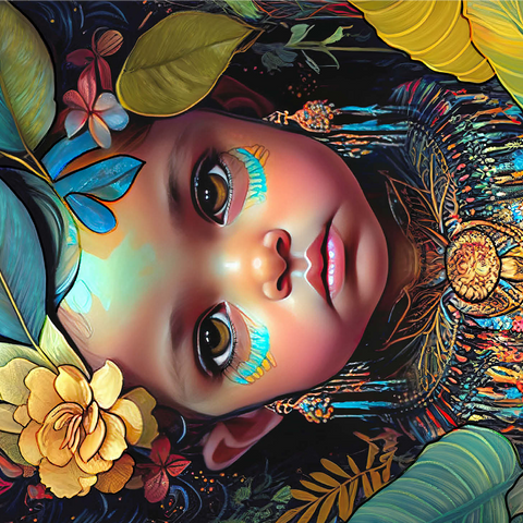 Ethereal Child Portrait with Floral and Tribal Accents 1000 Jigsaw Puzzle 3D Modell