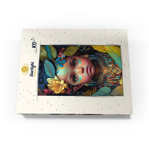 Ethereal Child Portrait with Floral and Tribal Accents 100 Jigsaw Puzzle box view3