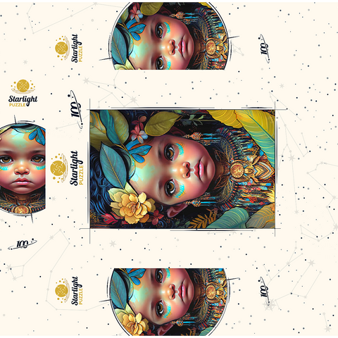 Ethereal Child Portrait with Floral and Tribal Accents 100 Jigsaw Puzzle box 3D Modell